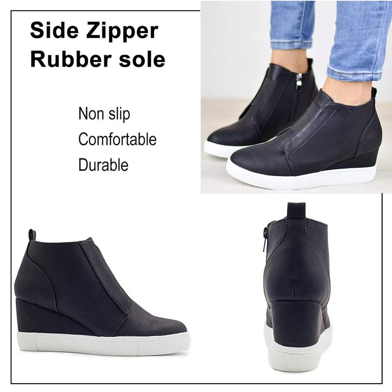 Athlefit Women's Wedge Sneakers Platform Sneakers Wedge Booties Size 6.5 Black - Image 2